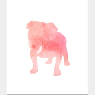 Pink Bulldog Silhouette Posters and Art